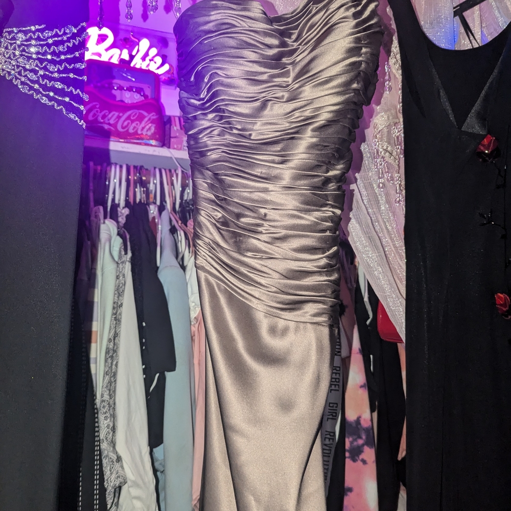 Elegant Gray Ruched Dress